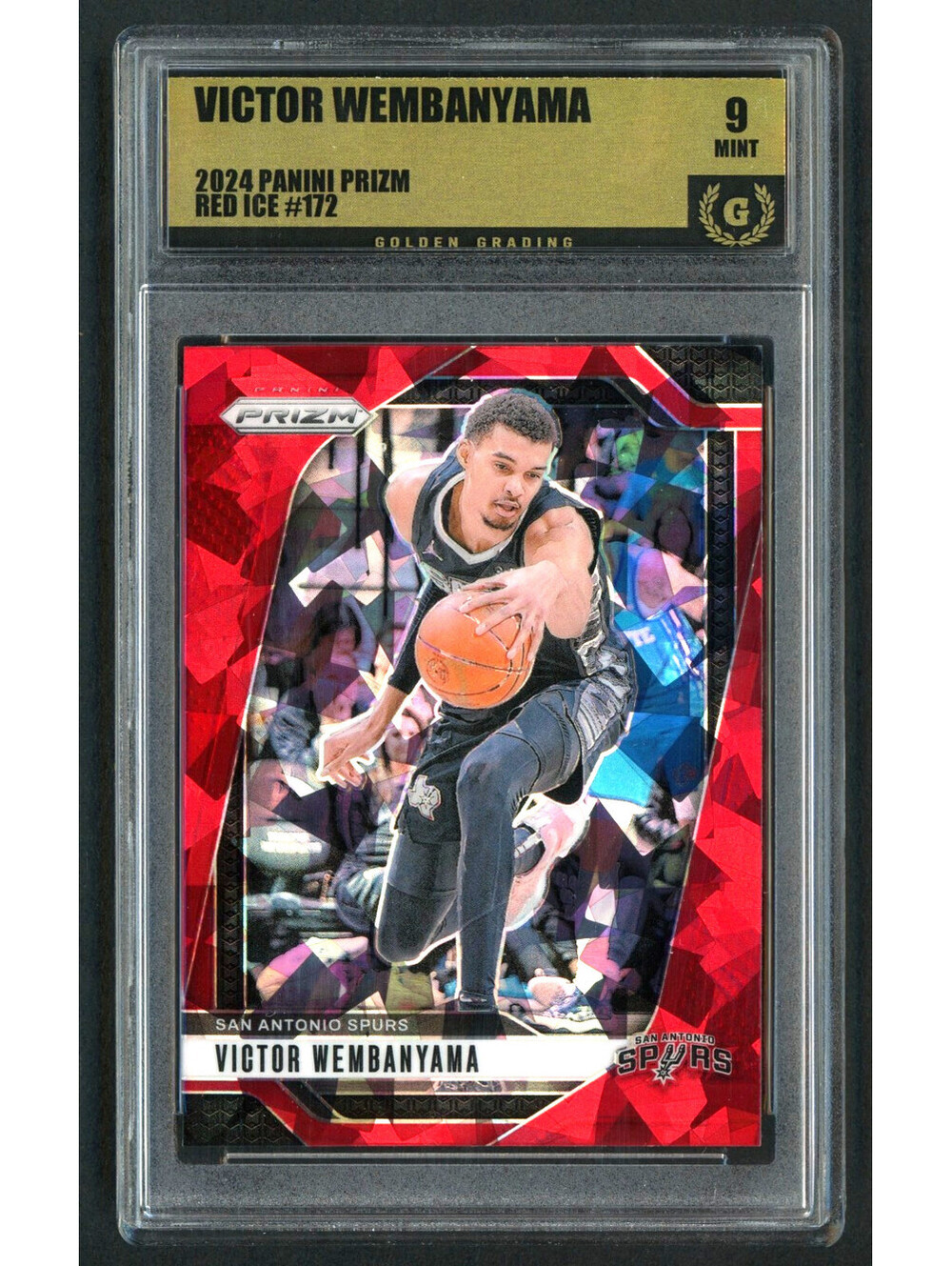 2024-25 Panini Prizm Victor Wembanyama #172 Red Ice Prizm SA Spurs Graded Mint 9